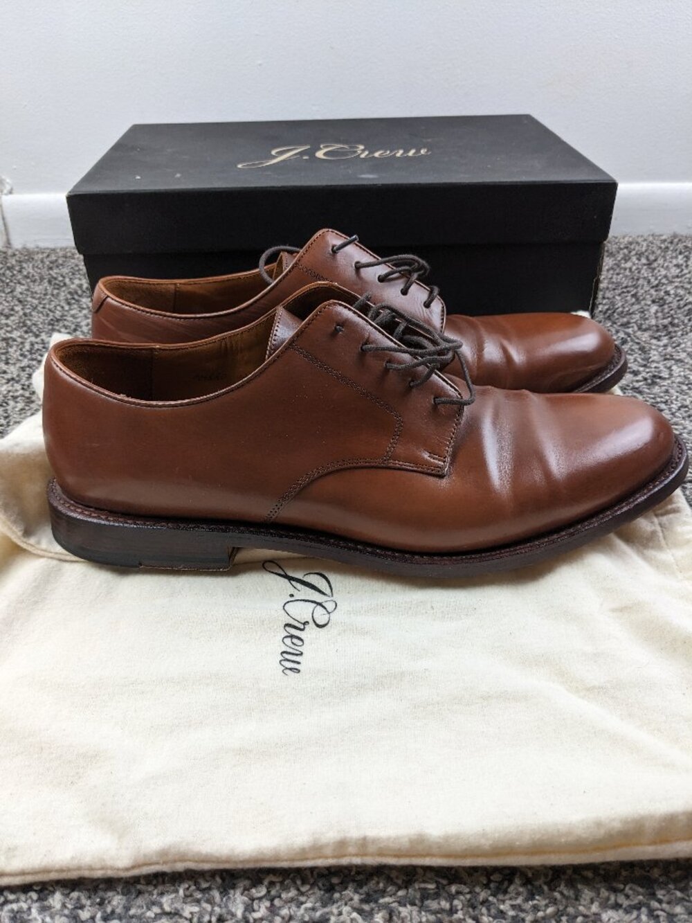 J Crew Ludlow English Tan Leather Derby Lace Up Shoes Mens US 12 D